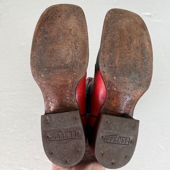 Size 8 - Men's Denver cowboy Sun&Moon/ Red & Black boots Genuine Leather - Picture 8 of 16